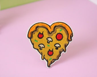 hartpizzapatch, opstrijkbare patch, geborduurde patch, appliqué, patch voor jas, patch voor rugzak