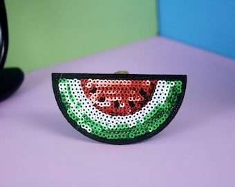paljettglitter vattenmelonlapp, stryklapp, broderad lapp, applikation, lapp för jacka, lapp för ryggsäck