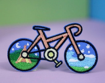 bicycle patch, adventure patch, camping patch, iron on patch, embroidered patch, applique, patch for jacket, patch for backpack, bike