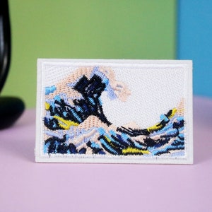the great wave off Kanagawa patch, wave patch, iron on patch, embroidered patch, applique, patch for jacket, patch for backpack