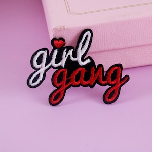 girl gang patch, red patch, iron on patch, embroidered patch, applique, patch for jacket, patch for backpack