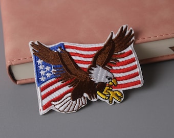US flag patch, bald eagle patch, iron on patch, embroidered patch, applique, patch for jacket, patch for backpack