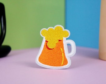 bierpatch, opstrijkbare patch, geborduurde patch, applique, patch voor jas, patch voor rugzak