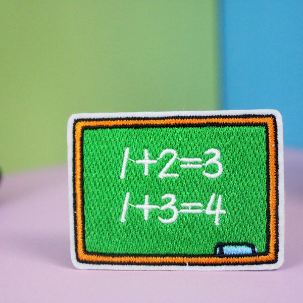 math patch, blackboard patch, iron on patch, embroidered patch, applique, patch for jacket, patch for backpack