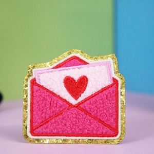parche de carta de amor, parche de chenilla, parche de sobre, parche termoadhesivo, parche bordado, aplique, parche para chaqueta, parche para mochila