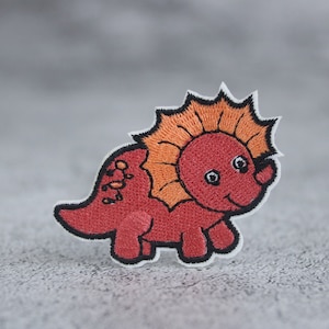 cute Triceratops patch, dinosaur patch, iron on patch, embroidered patch, applique, patch for jacket, patch for backpack