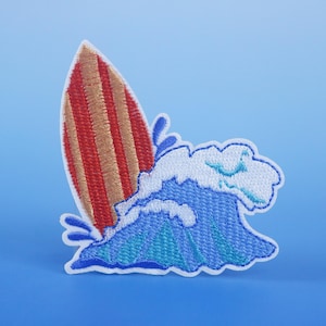 surfing patch, surfboard patch, iron on patch, embroidered patch, applique, patch for jacket, patch for backpack