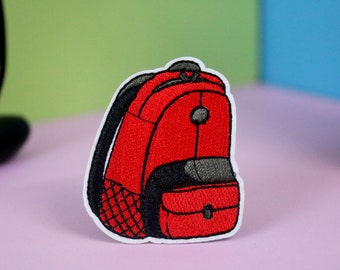 red backpack patch, iron on patch, embroidered patch, applique, patch for jacket, patch for backpack