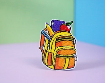Back to Schule Patch, Rucksack Aufnäher, Bügelbild, gestickter Aufnäher, Applikation, Patch für Jacke, Patch für Rucksack