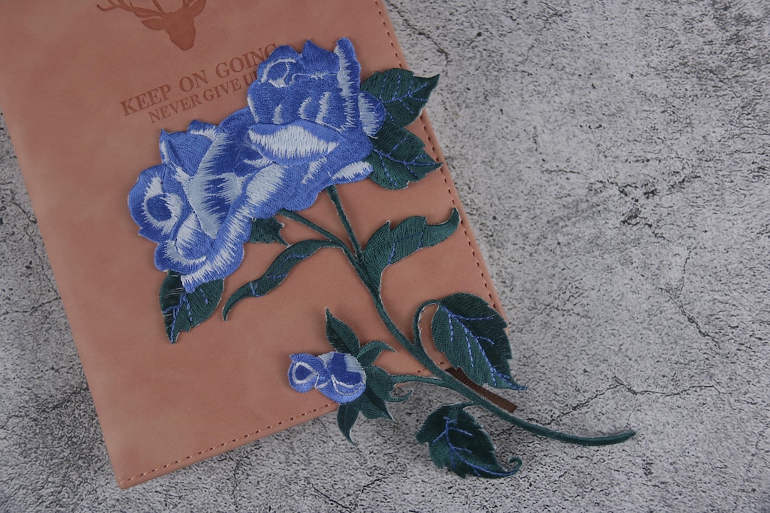 Large Gorgeous Blue Rose Patch, Flower Patch, Iron on Patch ...