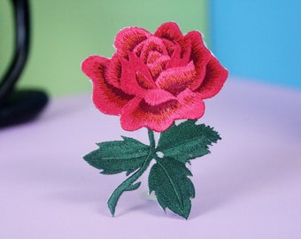 red rose patch, flower patch, iron on patch, embroidered patch, applique, patch for jacket, patch for backpack