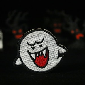 ghost patch, creepy, for Halloween, iron on patch, embroidered patch, applique, patch for jacket, patch for backpack