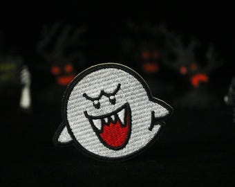 ghost patch, creepy, for Halloween, iron on patch, embroidered patch, applique, patch for jacket, patch for backpack