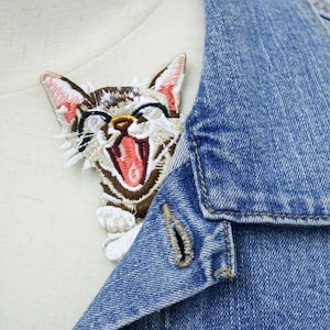 tabby cat patch, kitty patch, iron on patch, embroidered patch, applique, patch for jacket, patch for backpack