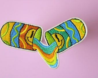 rainbow capsule patch, melting, iron on patch, embroidered patch, applique, patch for jacket, patch for backpack