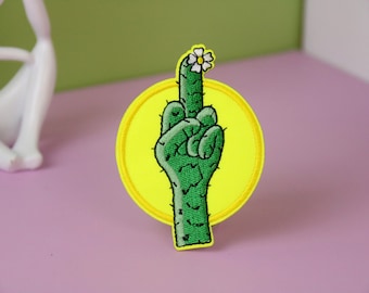Remendo de cacto de dedo médio, remendo de ferro, remendo bordado, apliques, remendo para jaqueta, remendo para mochila