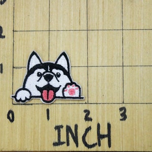 Écusson bonjour, écusson husky, écusson chien, écusson thermocollant, écusson brodé, appliqué, écusson pour veste, écusson pour sac à dos image 4