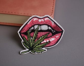 onkruidpatch, liplap, opstrijkbare patch, geborduurde patch, appliqué, patch voor jas, patch voor rugzak