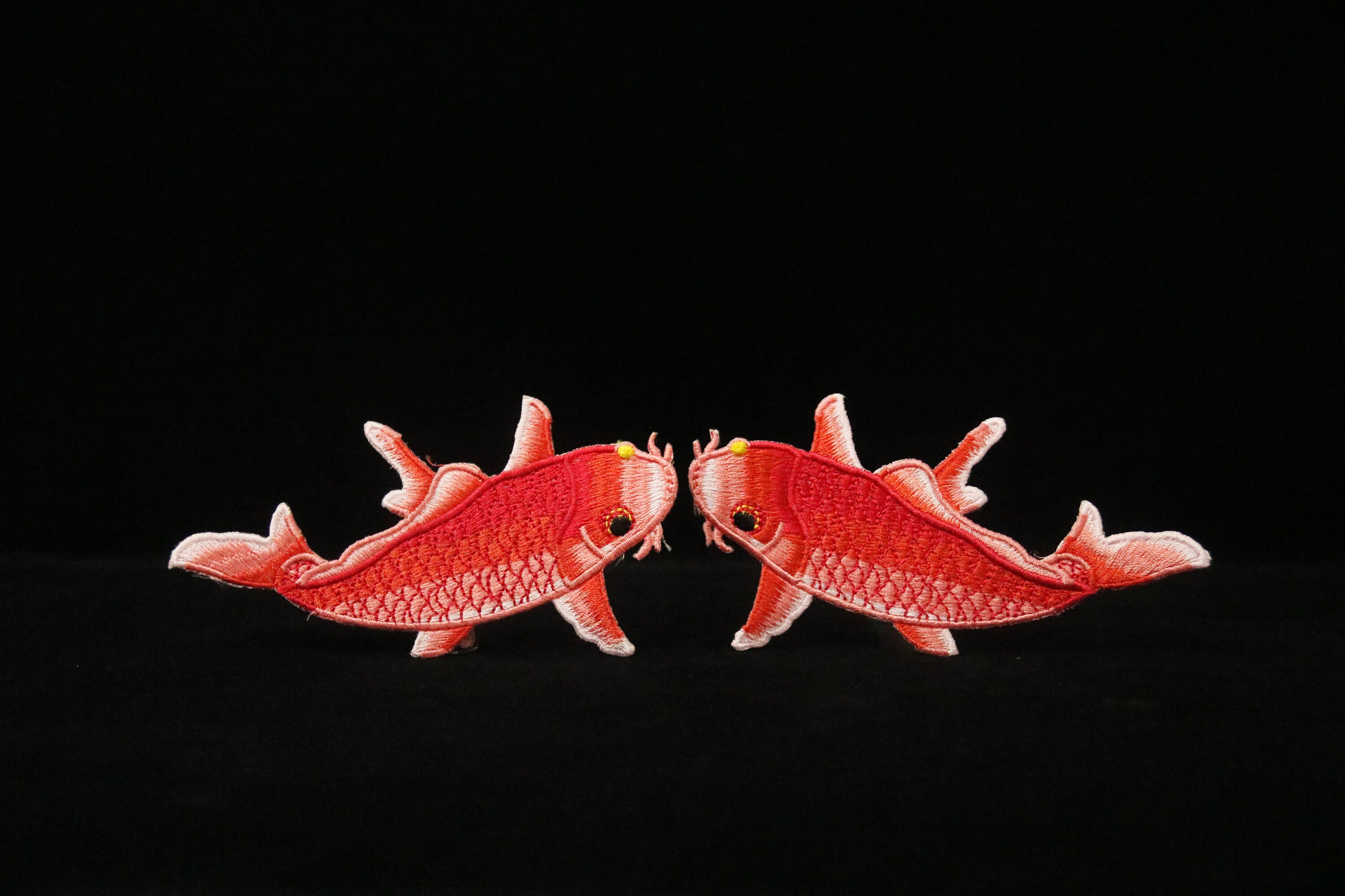 A Pair of Large Gorgeous Red Koi Fish Patch, Iron on Patch, Embroidered ...