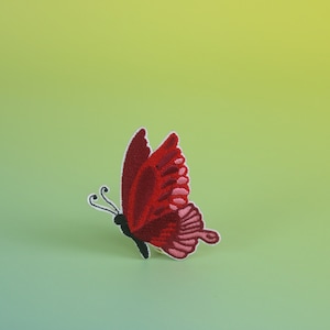 flying red butterfly patch, iron on patch, embroidered patch, applique, patch for jacket, patch for backpack