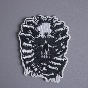 skull patch, punk patch, hell patch, iron on patch, embroidered patch, applique, patch for jacket, patch for backpack