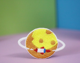 planet patch, spacecraft patch, iron on patch, embroidered patch, applique, patch for jacket, patch for backpack