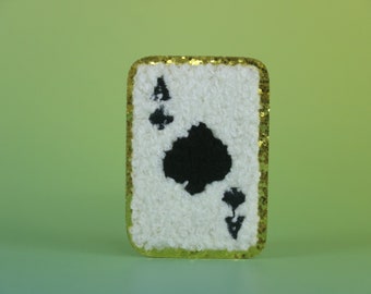 Toppa da poker in ciniglia, toppa Spade A, toppa termoadesiva, toppa ricamata, applique, toppa per giacca, toppa per zaino