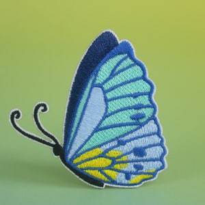 Parche de mariposa azul voladora, parche termoadhesivo, parche bordado, aplique, parche para chaqueta, parche para mochila