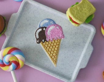 stick on ice-cream patch, iron on patch, embroidered patch, applique, patch for jacket, patch for backpack