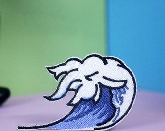wave patch, sea wave patch, iron on patch, embroidered patch, applique, patch for jacket, patch for backpack