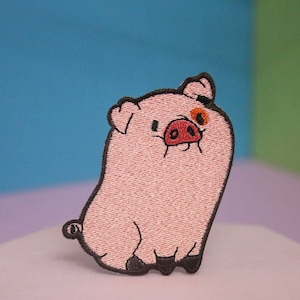 cute pink pig patch, iron on patch, embroidered patch, applique, patch for jacket, patch for backpack