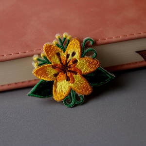 gelbe Lilie Blume Flicken, Patch zum Aufbügeln, Patch, Applikation, Patch für Jacke, Patch für Rucksack, Patch