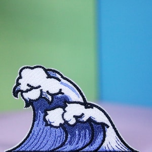 wave patch, sea wave patch, iron on patch, embroidered patch, applique, patch for jacket, patch for backpack