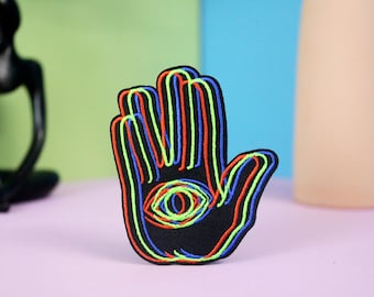 Parche de ojo en la palma, parche de mano, parche termoadhesivo, parche bordado, aplique, parche para chaqueta, parche para mochila