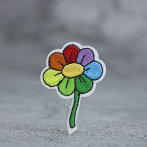 rainbow tiny flower patch, iron on patch, embroidered patch, applique, patch for jacket, patch for backpack