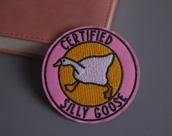 silly goose patch, iron on patch, embroidered patch, applique, patch for jacket, patch for backpack