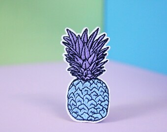 ice pineapple patch, iron on patch, embroidered patch, applique, patch for jacket, patch for backpack