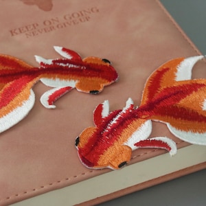 a pair of goldfishes patch, iron on patch, embroidered patch, applique, patch for jacket, patch for backpack