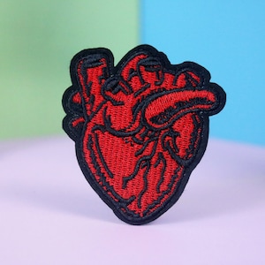red heart patch, iron on patch, embroidered patch, applique, patch for jacket, patch for backpack