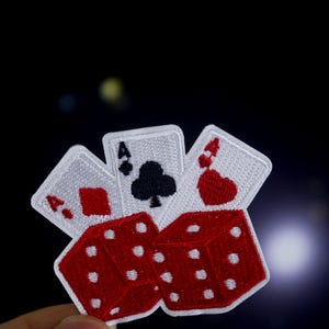 gambling patch, dices patch, poker patch, iron on patch, embroidered patch, applique, patch for jacket, patch for backpack