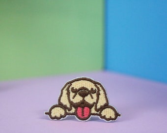 Écusson Golden Retriever, écusson chiot, écusson thermocollant, écusson brodé, appliqué, écusson pour veste, écusson pour sac à dos