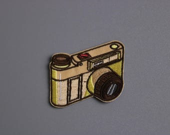 camerapatch, vintage camerapatch, opstrijkbare patch, geborduurde patch, appliqué, patch voor jas, patch voor rugzak