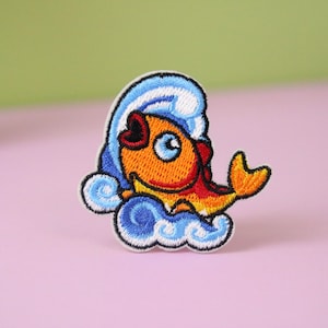 Koi patch, fish patch, iron on patch, embroidered patch, applique, patch for jacket, patch for backpack