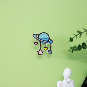 planet and stars patch, iron on patch, embroidered patch, applique, patch for jacket, patch for backpack