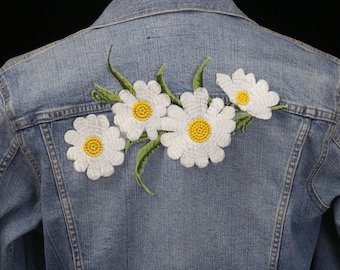 Baumwollstoff Popeline Stoff Blumen Gänseblümchen Mint Weiß Gelb 1,45m