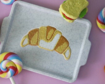 stick on croissant patch, bread patch, iron on patch, embroidered patch, applique, patch for jacket, patch for backpack