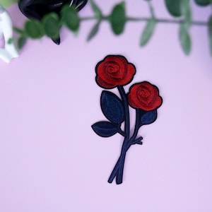 rose patch, flower patch, iron on patch, embroidered patch, applique, patch for jacket, patch for backpack