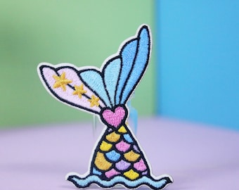 mermaid tail patch, iron on patch, embroidered patch, applique, patch for jacket, patch for backpack