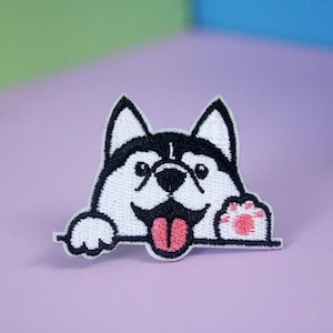 hallo patch, husky-patch, hondenpatch, opstrijkbare patch, geborduurde patch, stoffen, patch voor jas, patch voor rugzak