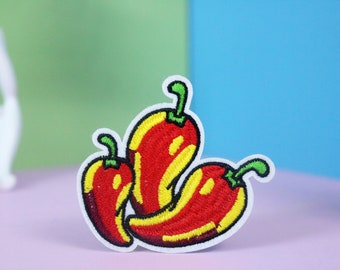 red chili patch, pepper, iron on patch, embroidered patch, applique, patch for jacket, patch for backpack